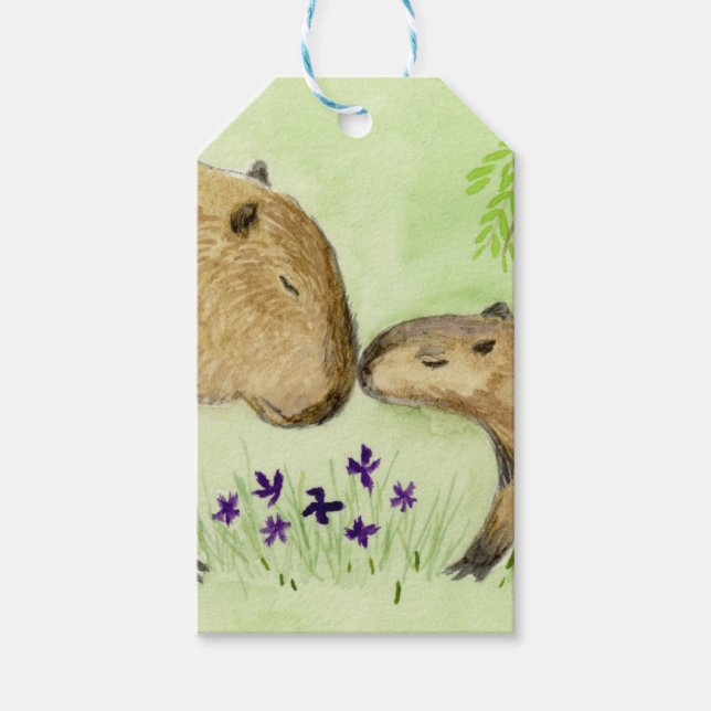 Etiqueta Para Presente Mãe e Bebê Capybara (Frente)