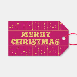 Etiqueta Para Presente Magenta and Yellow Bright Stars Merry Christmas