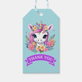 Etiqueta Para Presente Magical Baby Unicorn with Flowers