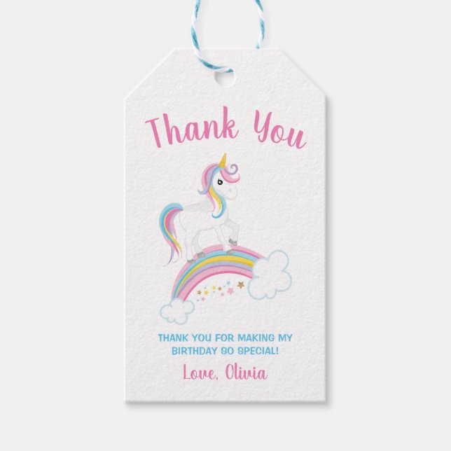 Etiqueta Para Presente Magical Rainbow Unicorn Birthday (Frente)