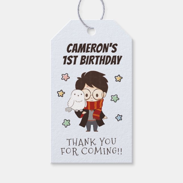 Etiqueta Para Presente Mágico Aniversário de HARRY POTTER™ e Hogwarts (Frente)