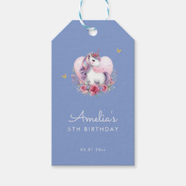 Etiqueta Para Presente Magnífico Unicórnio Rosa Dourado Aniversário Elega