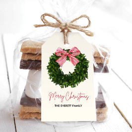 Etiqueta Para Presente Magnolia Wreath Christmas Gift Tags com Arco Verme