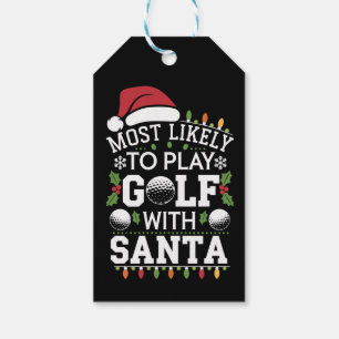 Etiqueta Para Presente Mais Propenso a Jogar Golfe com o Papai Noel Famíl