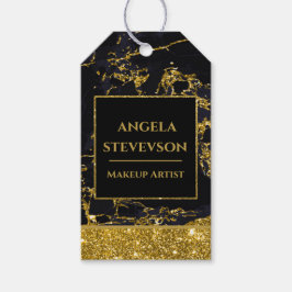 Etiqueta Para Presente Makeup Artista Black Dourado Marble Gift Tag