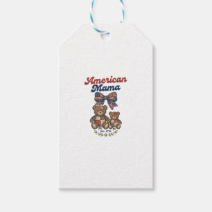 Etiqueta Para Presente Mamãe Americana Urso Patriótico Patchwork Vetorial