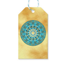 Mandala azul dourado em Fundo Dourado Suave