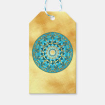 Mandala azul dourado em Fundo Dourado Suave