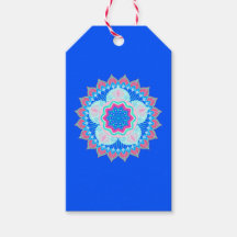 Mandala Azul Rosa sobre Fundo Azul