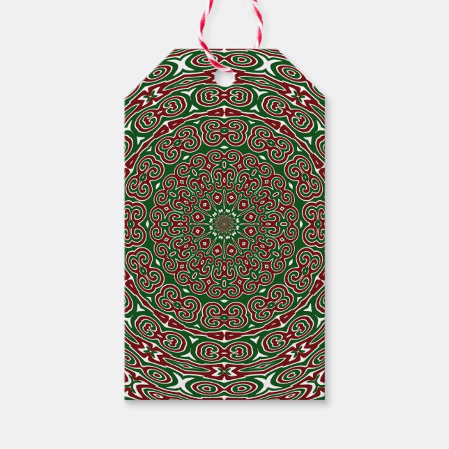 Etiqueta Para Presente Mandala de Natal Groovy Maximalista Ornamentado Ch (Frente)