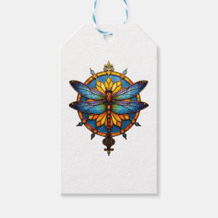 Etiqueta Para Presente Mandala Libélula Luminosa Geometria Sagrada Espiri