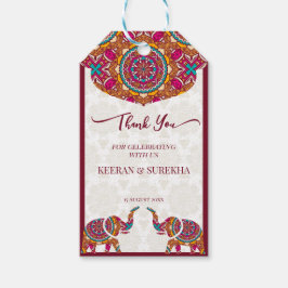 Etiqueta Para Presente Mandala rangoli elefante, favor do casamento