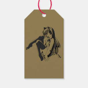 Etiqueta Para Presente Mangá, Gata Neko Garota Felina Kawaii Loli