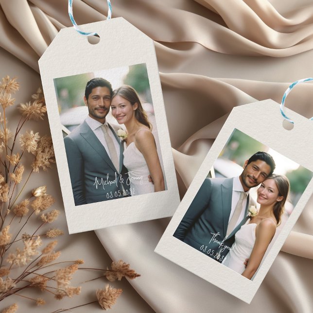 Etiqueta Para Presente Manuscrito De Casamento Obrigado 1 Foto (Criador carregado)