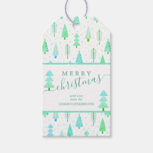 Etiqueta Para Presente Manuscrito de NATAL de Árvores de Natal Modernas
