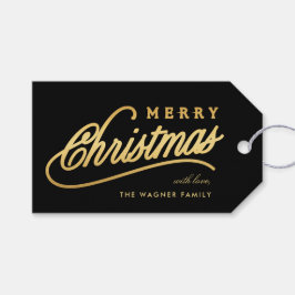 Etiqueta Para Presente Manuscrito Dourado moderno Feliz Natal