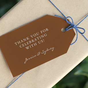 Etiqueta Para Presente Manuscrito Minimalista Sienna Brown Personalizado 