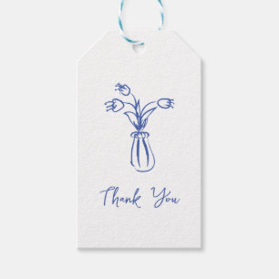 Etiqueta Para Presente Mão Escrivora Branca Desenhada Obrigado