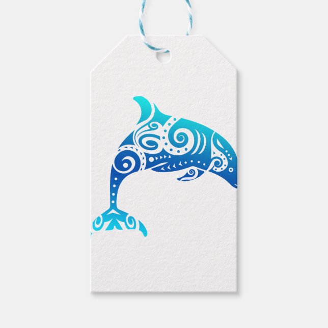 Etiqueta Para Presente Maori Dolphin Polynésia Tribal Tattoo Idea (Frente)
