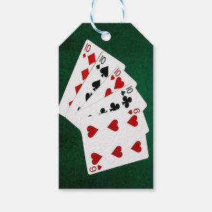 Etiqueta Para Presente Mãos Poker - Quatro De Um Tipo - Dezenas E Seis