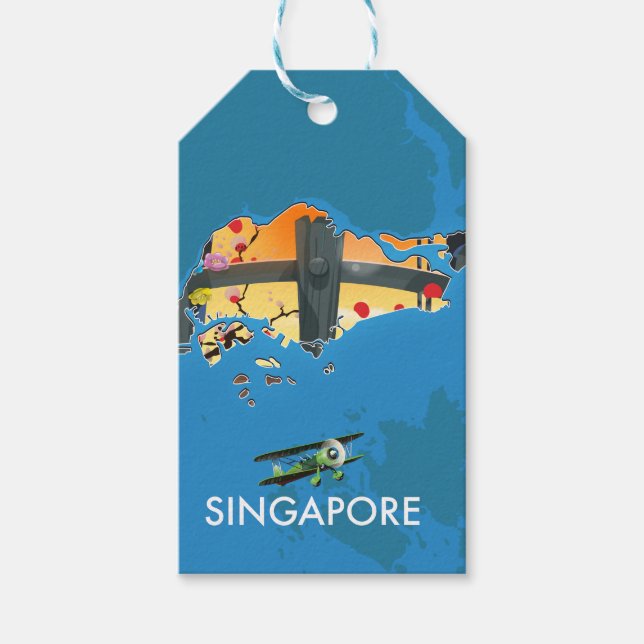Etiqueta Para Presente Mapa de viagem de Singapura (Frente)
