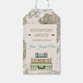 Etiqueta Para Presente Mapa Mundial de Viagens Aventura Espera Moderno