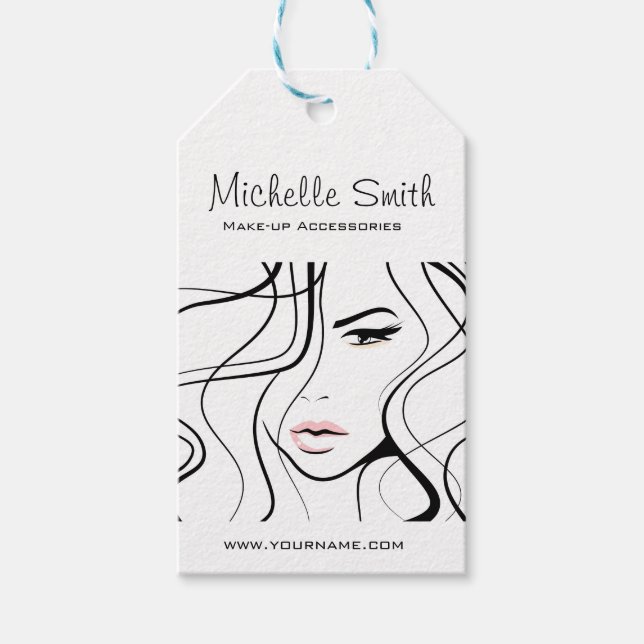 Etiqueta Para Presente Maquiagem Feminina Elegante Negra e Branca Minimal (Frente)