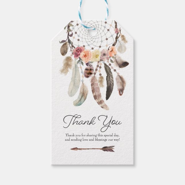 Etiqueta Para Presente Marca de Favor Boho Dreamcatcher (Frente)