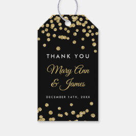 Etiqueta Para Presente Marca de Favor do Casamento Dourada Faux Glitter C