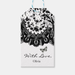 ETIQUETA PARA PRESENTE MARCA DE PRESENTE "COM AMOR" LACE PRETO E NOME PER