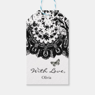 ETIQUETA PARA PRESENTE MARCA DE PRESENTE "COM AMOR" LACE PRETO E NOME PER