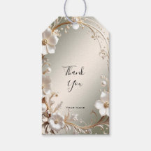 Marca de Presente com Moldura Floral Branca Orname