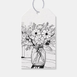 Etiqueta Para Presente Marca de Presente de Desenho de Buquê de Flores