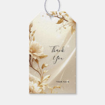 Marca de Presente de Flores Brancas e Douradas