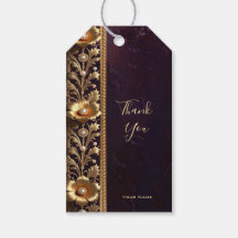 Marca de Presente de Ornamento Floral Dourado com