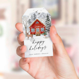 Etiqueta Para Presente Marca de Presente do Favor de Natal Minimalista da