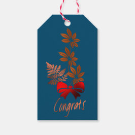 Etiqueta Para Presente Marca de presente do Parabéns da Flor de Bronze