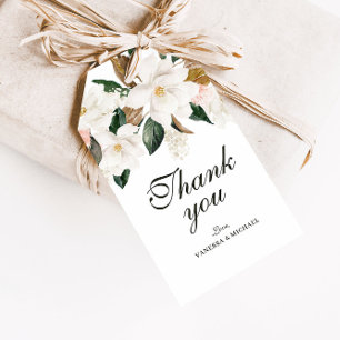 Etiqueta Para Presente Marca de presente floral de cor aquosa magnólia mo