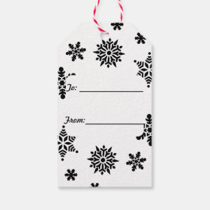 Etiqueta Para Presente Marca de presente ou favor de flocos de neve preto