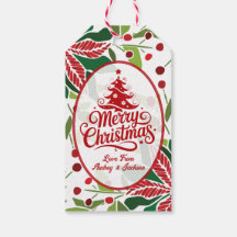 Marca de presente Poinsettia Vermelha e Verde