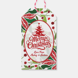 Etiqueta Para Presente Marca de presente Poinsettia Vermelha e Verde