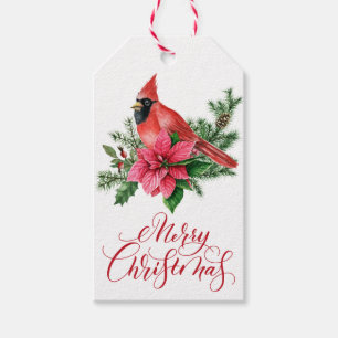 Etiqueta Para Presente Marca de presentes de Natal do Cardinal Vermelho c