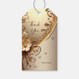 Etiqueta Para Presente Marca Página Floral Dourado Ornamentado