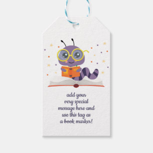 Etiqueta Para Presente Marcador de Bookworm Roxo