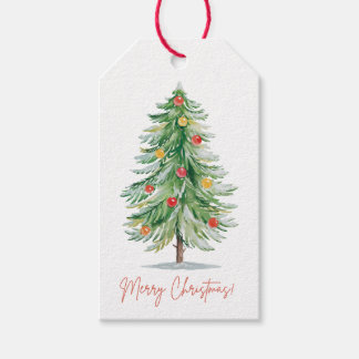 Etiqueta Para Presente Marcador de Presente de Árvore de Natal em Aquarel