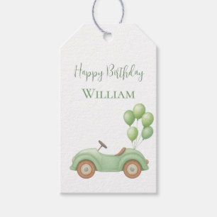 Etiqueta Para Presente Marcador de Presente de Carro e Balão Verde Pastel
