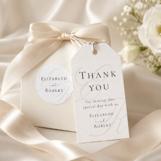 Etiqueta Para Presente Marcador de Presente de Casamento com Monograma Mi