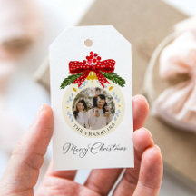 Marcador de Presente de Foto de Natal em Aquarela