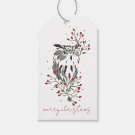 Etiqueta Para Presente Marcador de Presente de Natal de Coruja Florestal