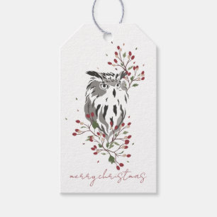 Etiqueta Para Presente Marcador de Presente de Natal de Coruja Florestal